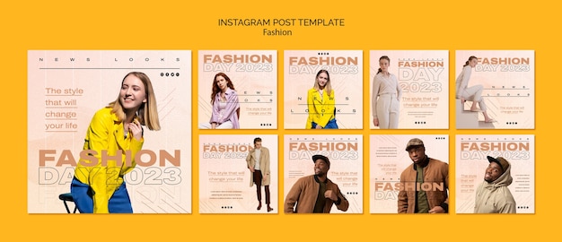 PSD gratuito collezione di post instagram fashion day 2023