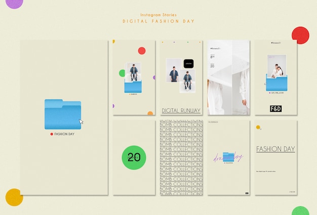 PSD gratuito storie di instagram del modello di giorno della moda
