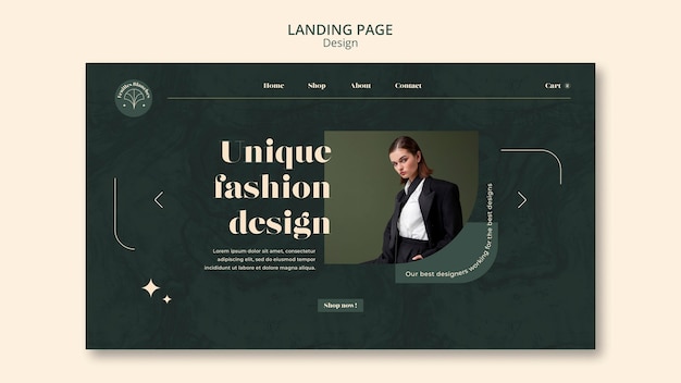 PSD gratuito modello di pagina di destinazione del design di moda