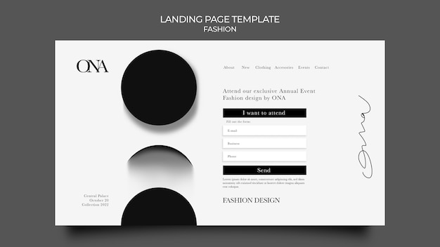 Fashion design landing page