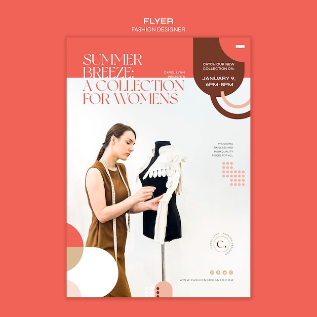 Free PSD fashion designer concept flyer template