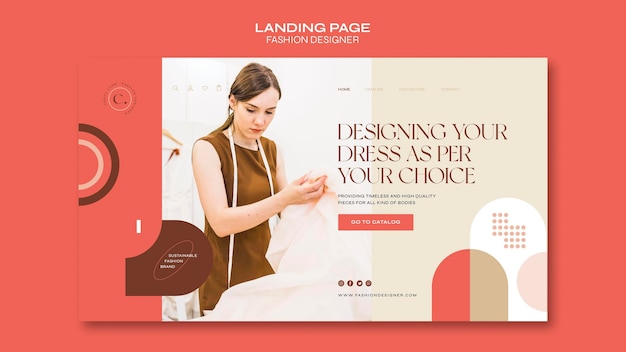 Fashion designer concept landing page template