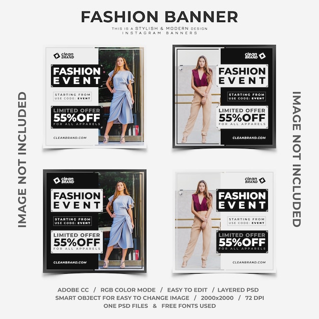 Fashion event discounts instagram banners