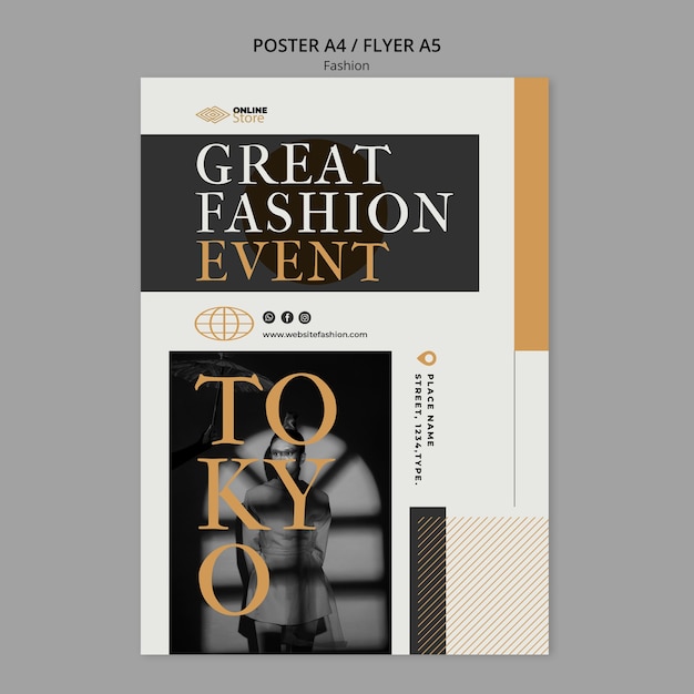Free PSD fashion event vertical poster template
