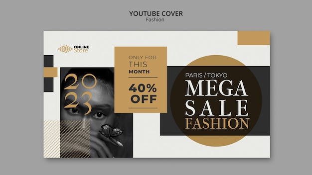 PSD gratuito modello di copertina di youtube per eventi di moda