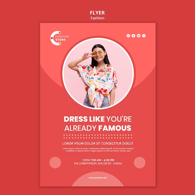 Free PSD fashion flyer template with woman photo