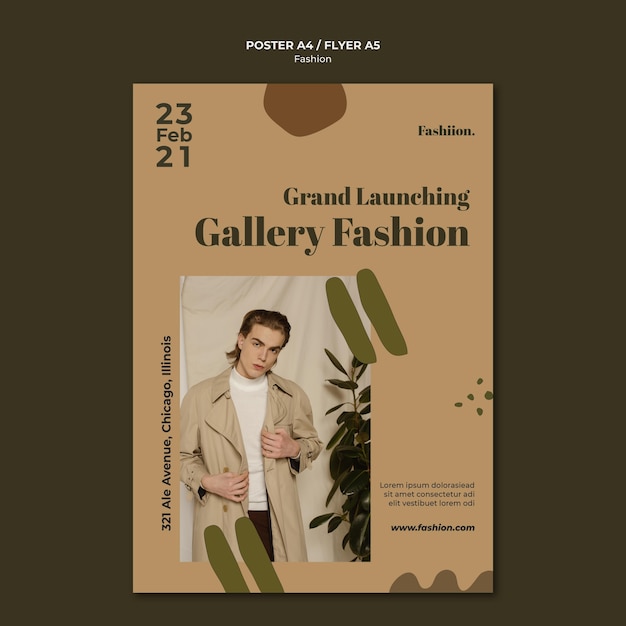 Бесплатный PSD Шаблон плаката галереи моды