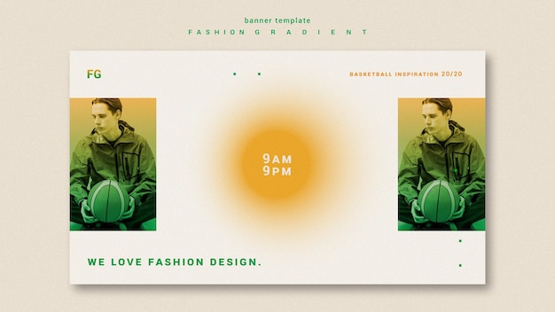 PSD gratuito banner orizzontale sfumato di moda