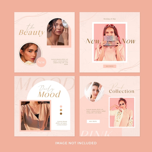 Fashion instagram post set premium psd