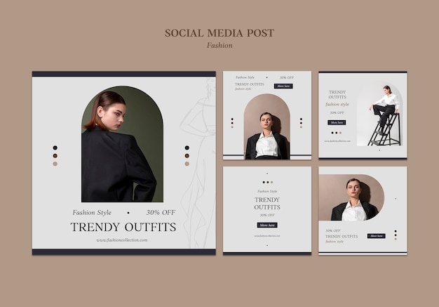 Fashion instagram posts template with photo