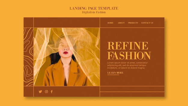 PSD gratuito modello di stile di vita di moda per landing page