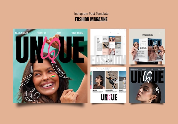 PSD gratuito disegno del modello di rivista di moda