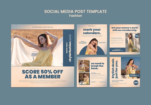 Fashion membership instagram post template design