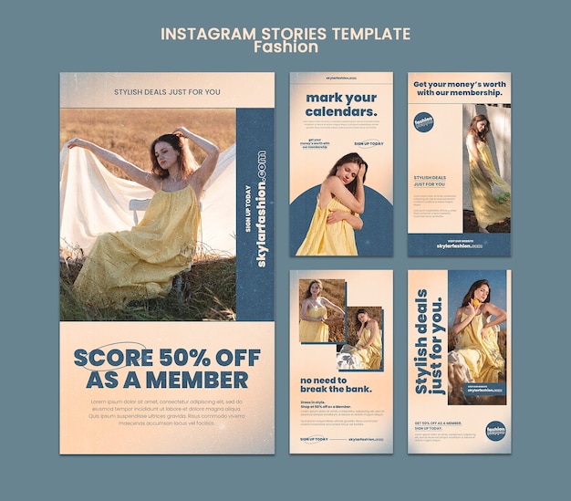 Бесплатный PSD Дизайн шаблона рассказов о модном членстве в instagram