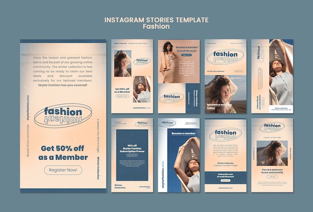 Fashion membership instagram stories template design