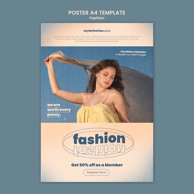 PSD gratuito design del modello di poster di appartenenza alla moda