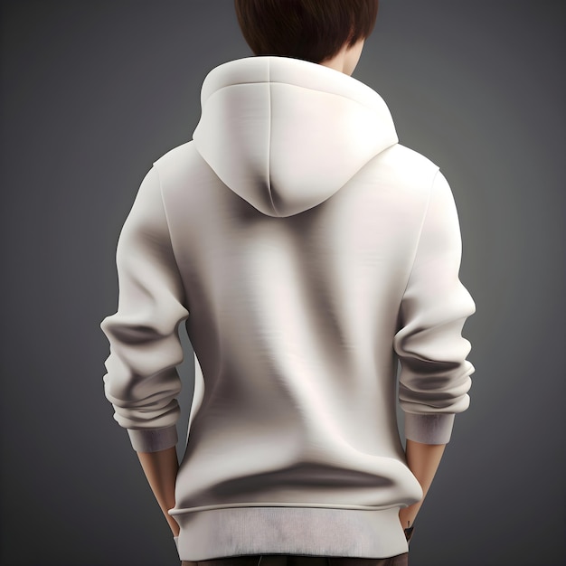 Free PSD fashion model wearing blank hoodie rear view mock up