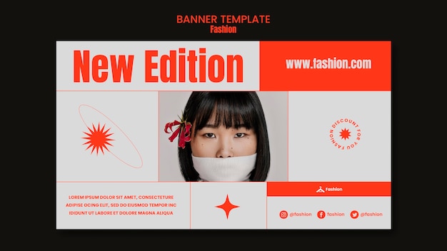 PSD gratuito modello di banner di nuova edizione di moda