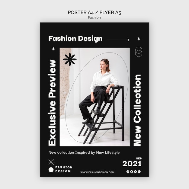 PSD gratuito modello di progettazione di poster di moda