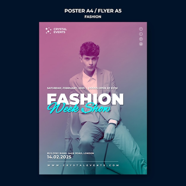 PSD gratuito modello di poster di moda