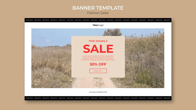 Fashion Sale Field Banner Template with Free PSD Download