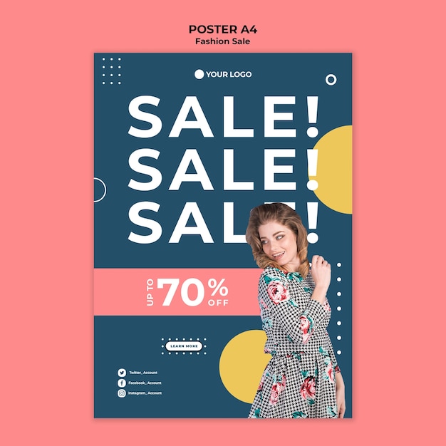 Free PSD fashion sale poster template theme