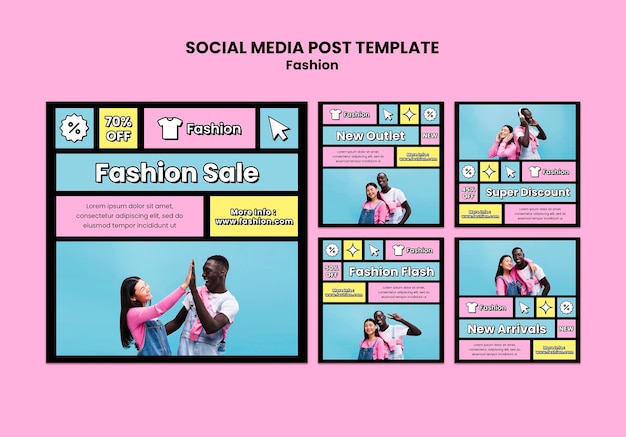 Modello di post sui social media di vendita di moda