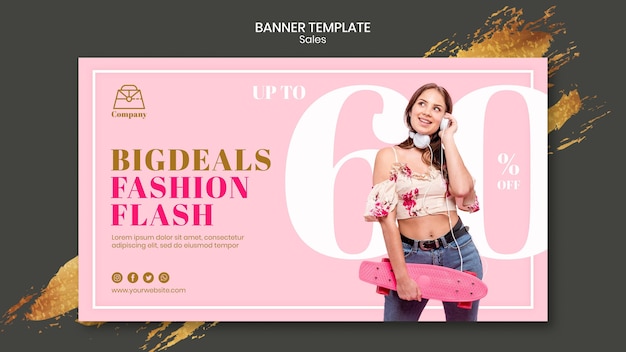 PSD gratuito modello di banner di vendita di moda