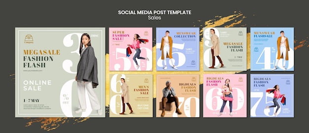 Fashion sales instagram posts template