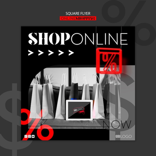 Fashion shop online square flyer