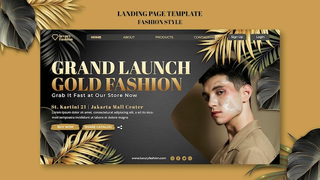 Free PSD fashion show landing page template with photo