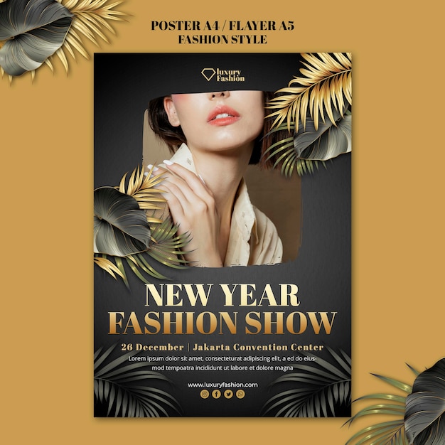 Бесплатный PSD Шаблон плаката показа мод