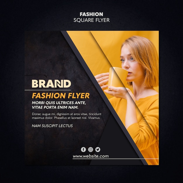 Fashion square flyer template design