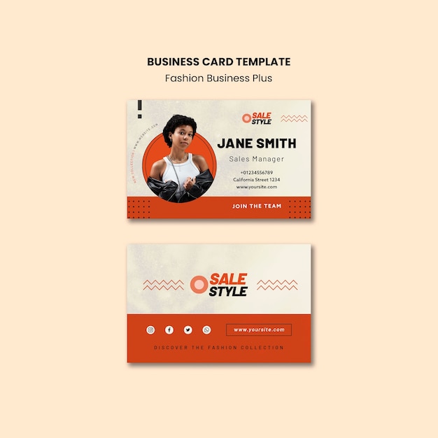 Free PSD fashion and street style horizontal business card template