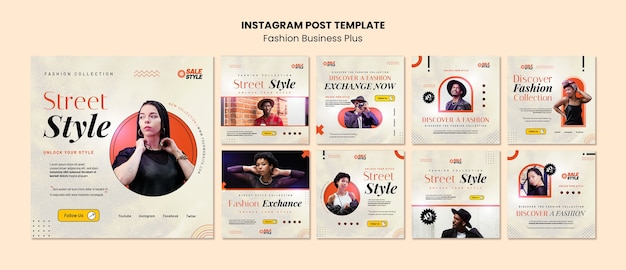 Free PSD fashion and street style instagram posts collection