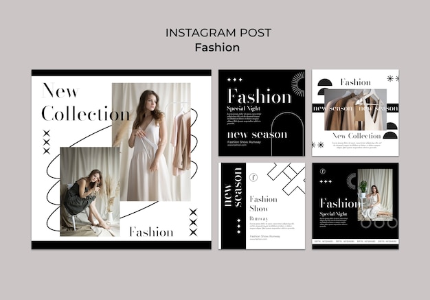 Collezione di post di instagram di moda e stile