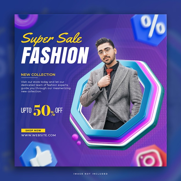 Fashion super sale social media post template