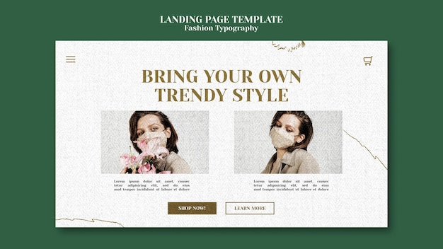 Fashion typography landing page