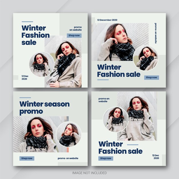 Fashion winter sale instagram post bundle template 