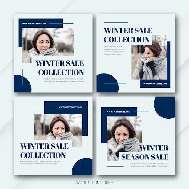 Fashion winter sale instagram post bundle template