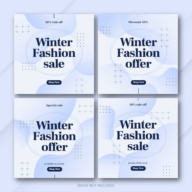 Fashion winter sale instagram post bundle template Premium Psd