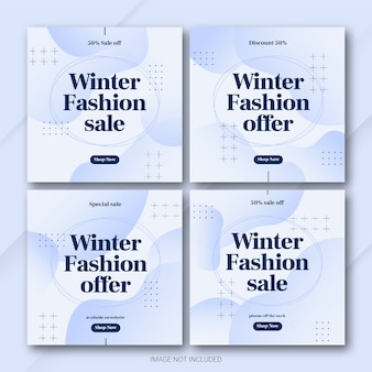 Fashion winter sale instagram post bundle template Premium Psd