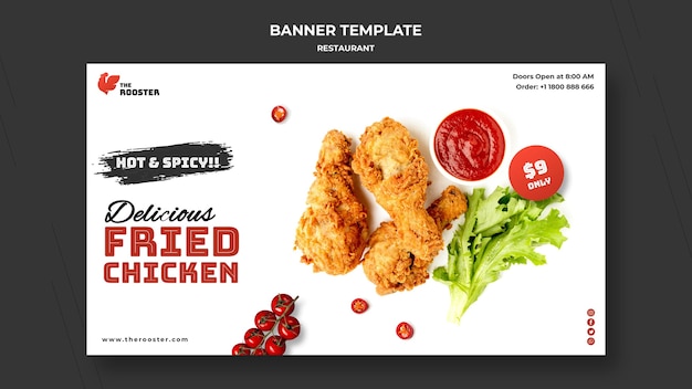 Free PSD fast food banner template with photo