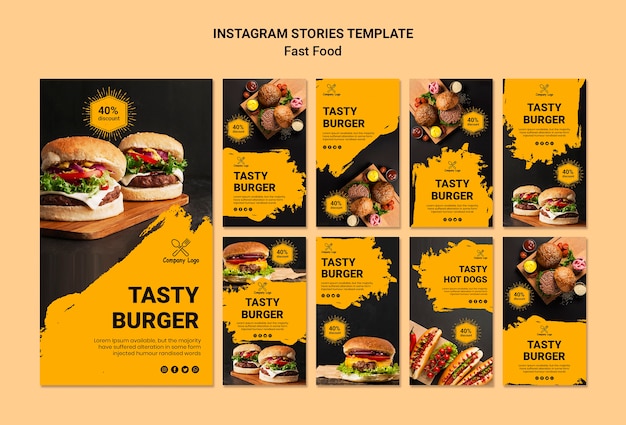 Modello di storie di instagram fast food