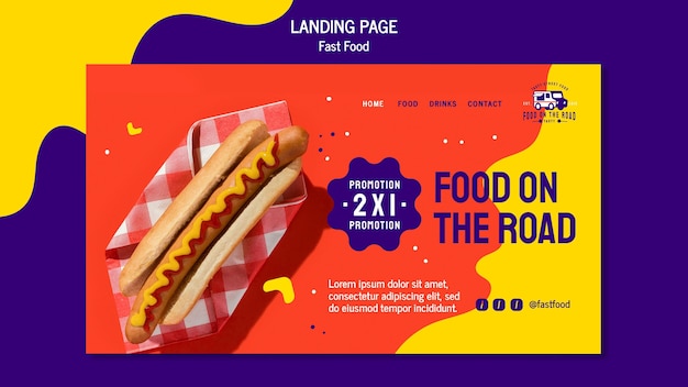 PSD gratuito modello di pagina di destinazione del fast food