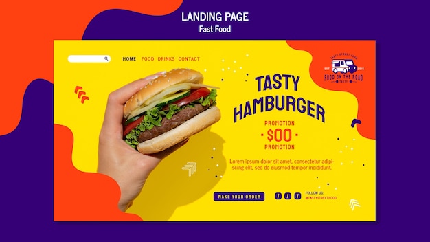 PSD gratuito modello di pagina di destinazione del fast food