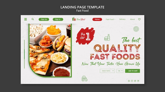 ファーストフードのランディングページテンプレート