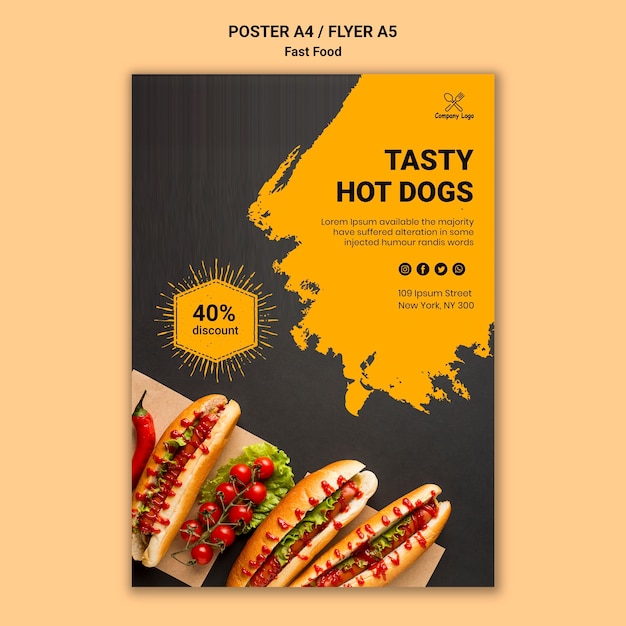 PSD gratuito modello di poster di fast food