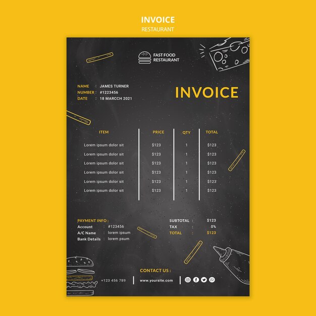 fast food restaurant invoice template