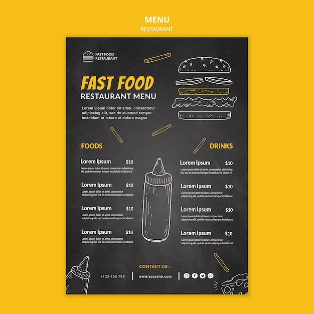 fast food restaurant menu template